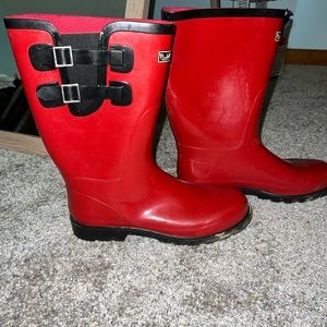 Red rain boots